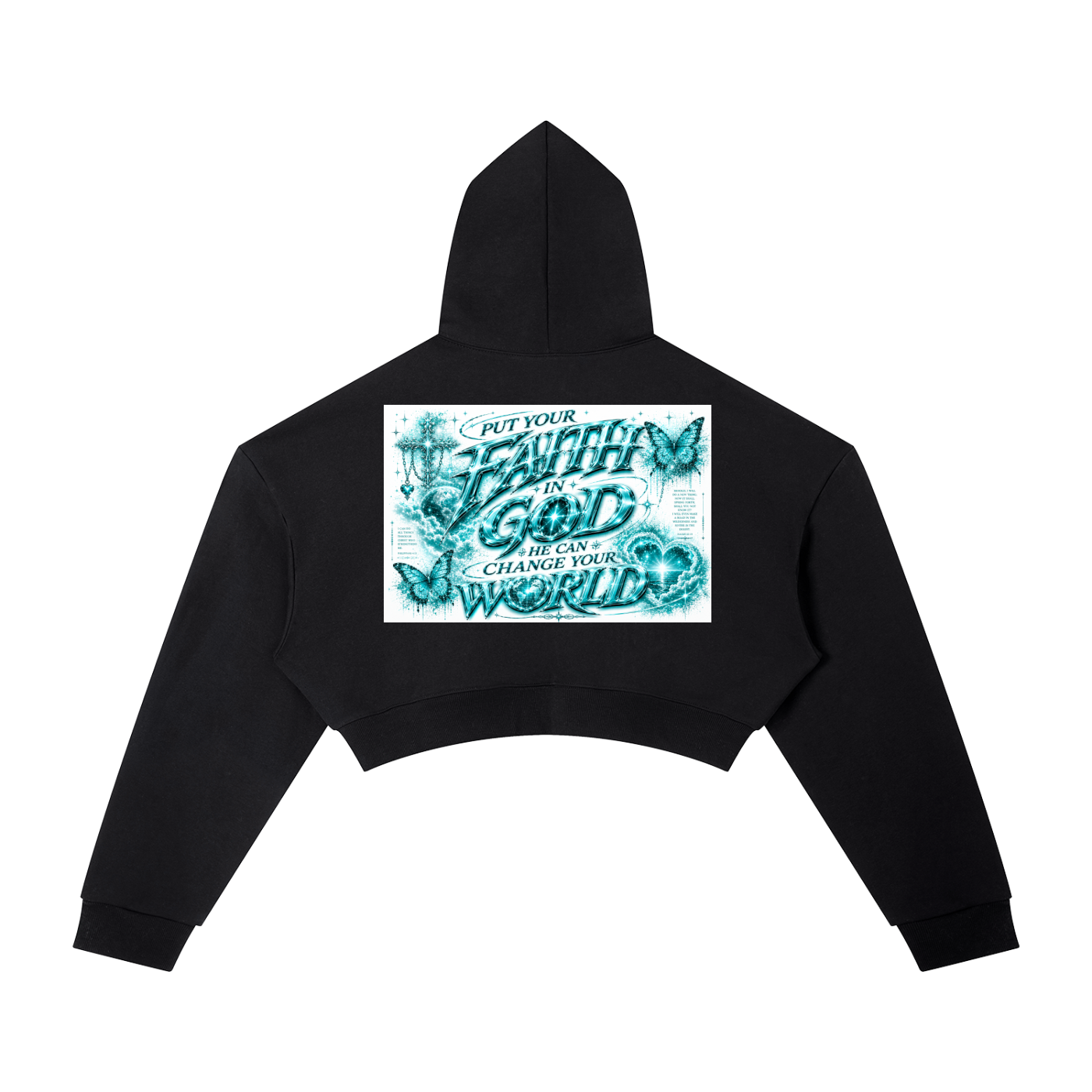 Essential Cropped Hoodie/ For we live by faith, not by sight.” — 2 Corinthians 5:7
