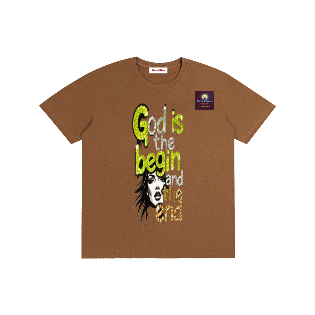 AboveAllWear,neongold,godisthebeginandend,edgy,bling,frapic,winter,summer,fall,spring,cotton,casual,christianapparel,clothing,faith,jesus,fashion,design,graphicdesign,y2k,outdoor,hoodie,shortsleeveshirt,shortsleeve