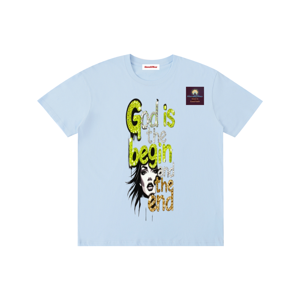 AboveAllWear,neongold,godisthebeginandend,edgy,bling,frapic,winter,summer,fall,spring,cotton,casual,christianapparel,clothing,faith,jesus,fashion,design,graphicdesign,y2k,outdoor,hoodie,shortsleeveshirt,shortsleeve