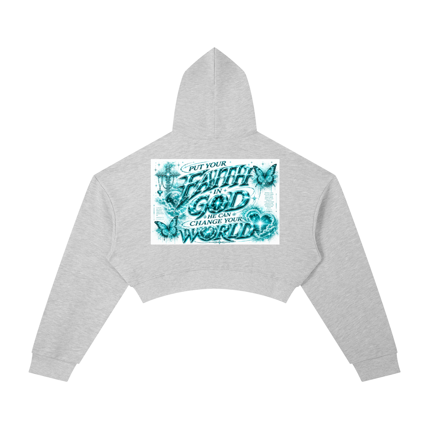 Essential Cropped Hoodie/ For we live by faith, not by sight.” — 2 Corinthians 5:7